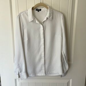 Express White Button Up Dress Shirt- Relaxed Portofino Shirt